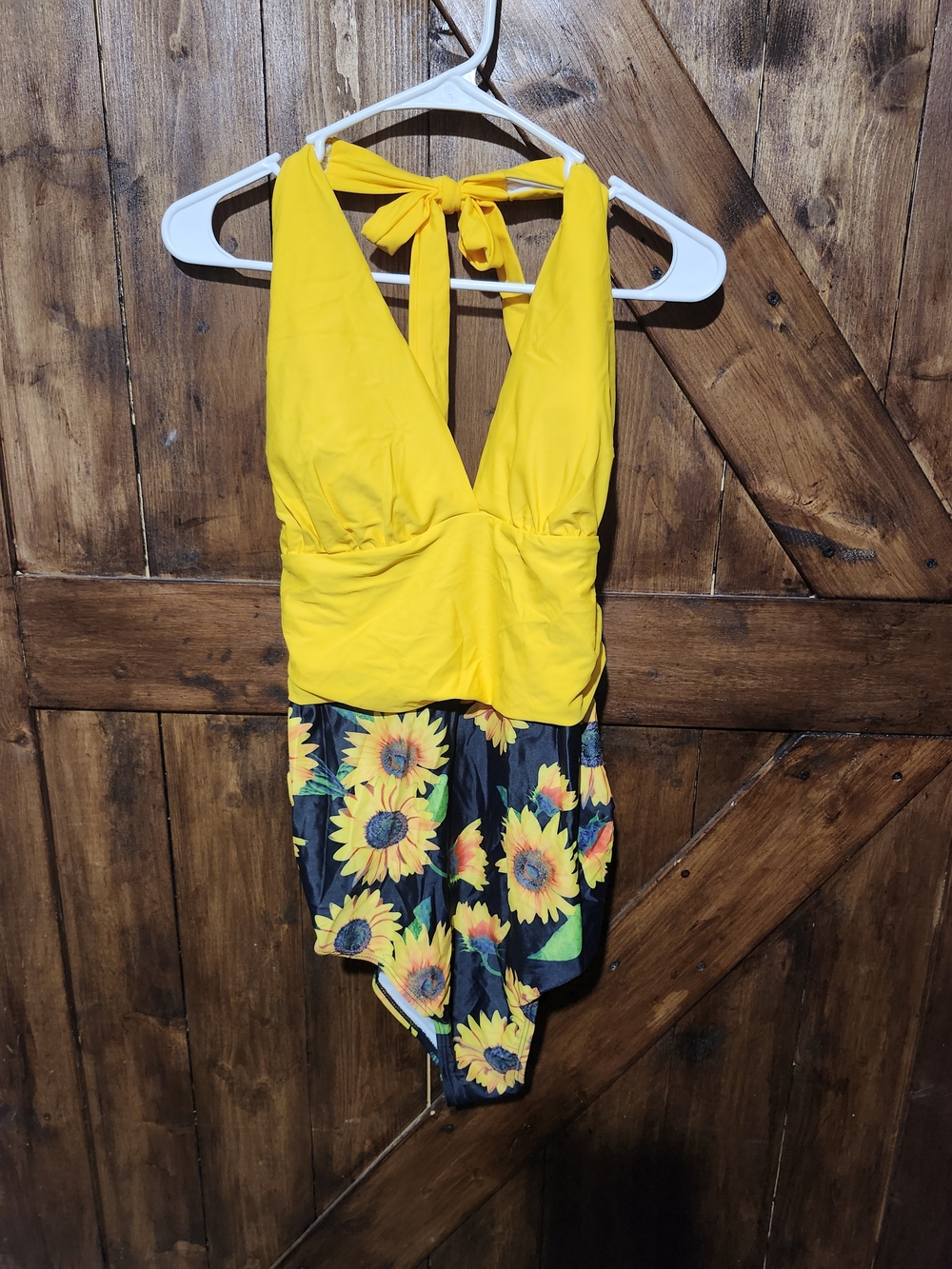 Yellow Halter Sunflower Swim One Piece 2X NWT